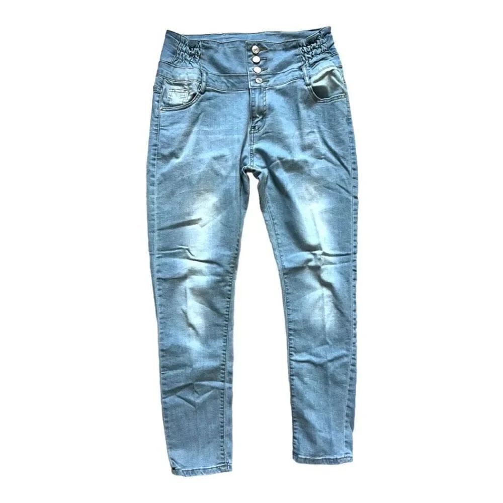 NWT Womens Color 3 Collections Plus High Waisted Light Rinse Skinny Jeans - XXL